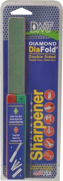 DMT - Extra Fine/Fine Grade, Double Sided Diamond Sharpener - 1200/600 Grit, 9/25 Micron, Diamond Area 4.3" Long x 1" Wide, 9-1/2" Open Length, 5" Closed Length - Benchmark Tooling