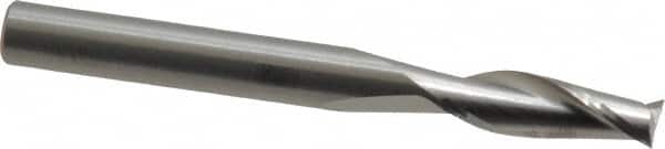 RobbJack - 1/4", 3/4" LOC, 1/4" Shank Diam, 2-1/2" OAL, 2 Flute, Solid Carbide Square End Mill - Single End, Uncoated, Spiral Flute, 30° Helix, Centercutting, Right Hand Cut, Right Hand Flute, Series C1-201 - Benchmark Tooling