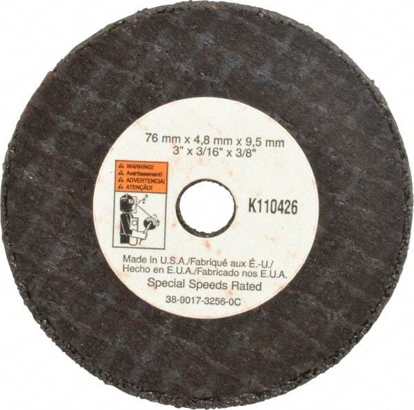 3M - 3" Aluminum Oxide Cutoff Wheel - 3/16" Thick, 3/8" Arbor, 20,375 Max RPM, Use with Die Grinders - Benchmark Tooling