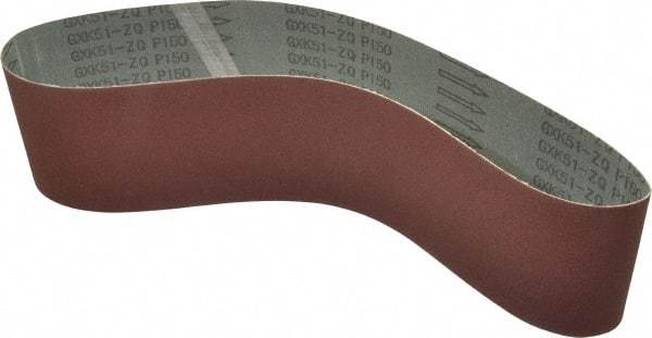 Tru-Maxx - 4" Wide x 36" OAL, 150 Grit, Aluminum Oxide Abrasive Belt - Aluminum Oxide, Very Fine, Coated, X Weighted Cloth Backing - Benchmark Tooling