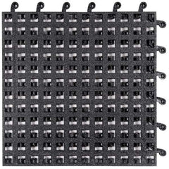 Wearwell - 18" Long x 18" Wide x 7/8" Thick, Anti-Fatigue Modular Matting Tiles - Male & Female, 4 Interlocking Sides, Black, For Dry & Wet Areas, Series 561 - Benchmark Tooling