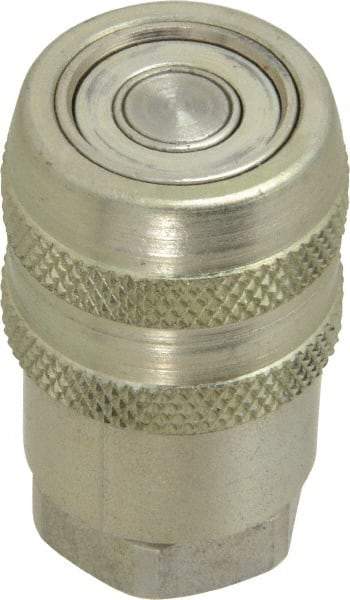 Parker - 1/4 Thread Steel Hydraulic Hose Valved Coupler - 10,000 psi, 6 GPM - Benchmark Tooling