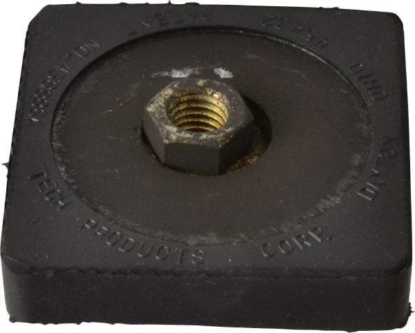 Tech Products - 350 Lb Capacity, 1/2-13 Thread, 5/8" OAL, Steel Stud, Tapped Pivotal Socket Mount Leveling Pad & Mount - 3" Base Diam, Neoprene Pad - Benchmark Tooling