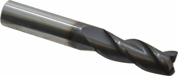 Accupro - 3/8", 3 Flute, Single End, Solid Carbide, 0.02" Corner Radius End Mill - 2-1/2" OAL, 35° Helix, Right Hand Flute, 1" LOC, Right Hand Cut - Benchmark Tooling