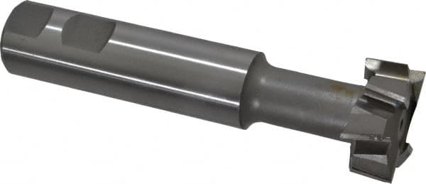 Made in USA - 1-1/2" Cut Diam, 5/8" Cut Width, 23/32" Neck Diam, 1" Shank Diam, 5-5/16" OAL, M42 Cobalt T-Slot Cutter - Uncoated, Staggered Teeth, 8 Teeth, Weldon Flat - Benchmark Tooling