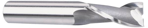 OSG - 7/32", 1/2" LOC, 3/8" Shank Diam, 2-5/16" OAL, 2 Flute, Vanadium High Speed Steel Square End Mill - Single End, TiCN Finish, Spiral Flute, 30° Helix, Centercutting, Right Hand Cut, Right Hand Flute, Series 573 - Benchmark Tooling
