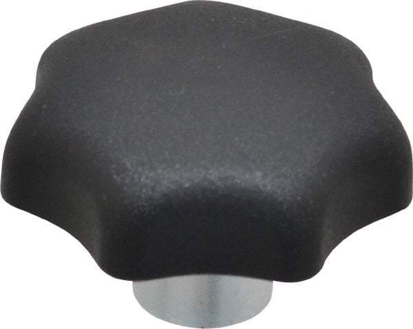 KIPP - 40mm Head Diam, 7 Point Lobed Knob - M8x1.25 Hole, Thermoplastic, Black - Benchmark Tooling