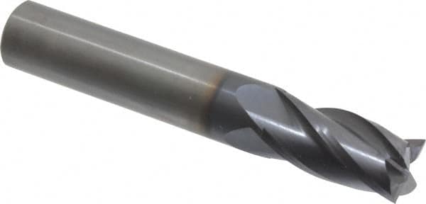 OSG - 9/16", 1-1/8" LOC, 9/16" Shank Diam, 3-1/2" OAL, 4 Flute, Solid Carbide Square End Mill - Single End, TiAlN Finish, Spiral Flute, 30° Helix, Centercutting, Right Hand Cut, Right Hand Flute, Series 404 - Benchmark Tooling