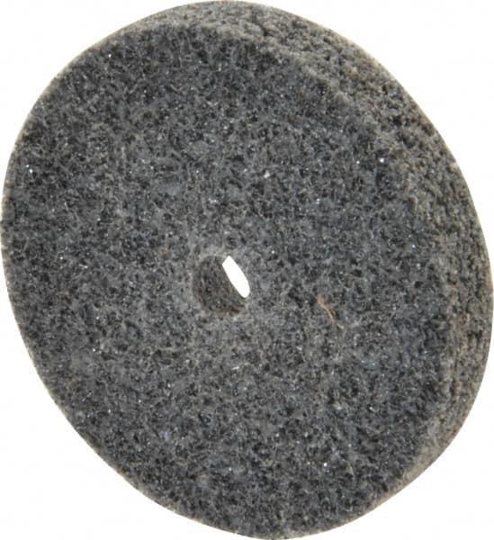 3M - 1-1/2" Diam, 1/4" Face Width, 3/16" Center Hole, Medium Grade, Silicon Carbide Deburring Wheel - Unitized, Hard Density 7 Grade, 30,100 RPM - Benchmark Tooling