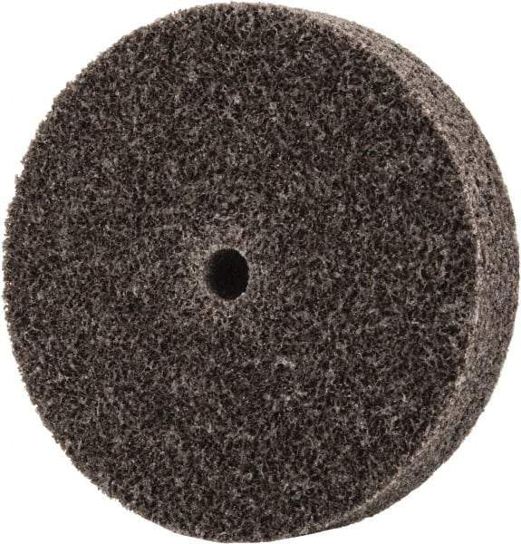 3M - 2-1/2" Diam, 1/2" Face Width, 1/4" Center Hole, Medium Grade, Aluminum Oxide Deburring Wheel - Unitized, Hard Density 7 Grade, 18,100 RPM - Benchmark Tooling