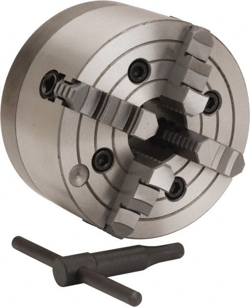 Independent Manual Lathe Chuck: 4-Jaw, 6″ Dia Includes Back Plate