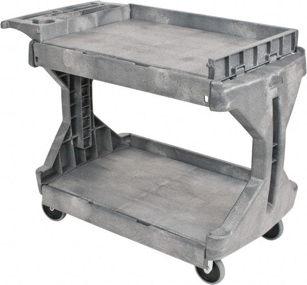 Akro-Mils - 400 Lb Capacity, 24-1/2" Wide x 45" Long x 32" High Standard Utility Cart - 2 Shelf, Plastic, 2 Rigid/2 Swivel Casters - Benchmark Tooling