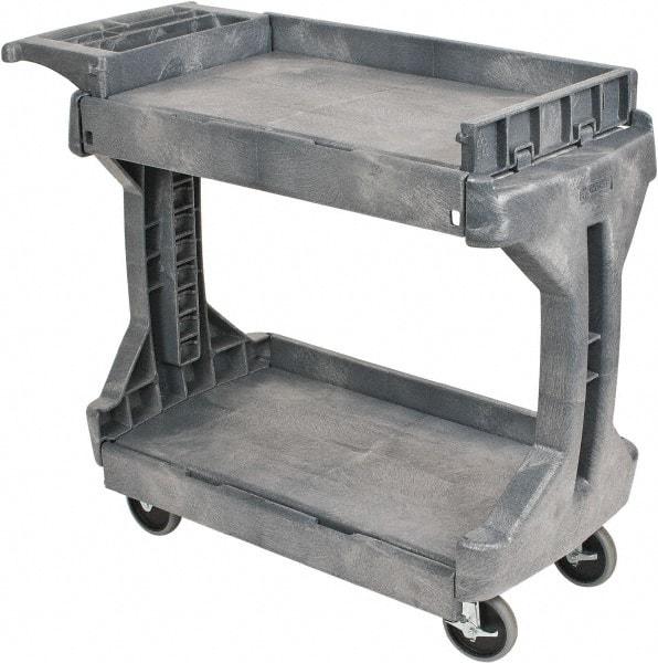 Akro-Mils - 400 Lb Capacity, 19" Wide x 41-1/2" Long x 34-3/4" High Standard Utility Cart - 2 Shelf, Plastic, 2 Rigid/2 Swivel Casters - Benchmark Tooling
