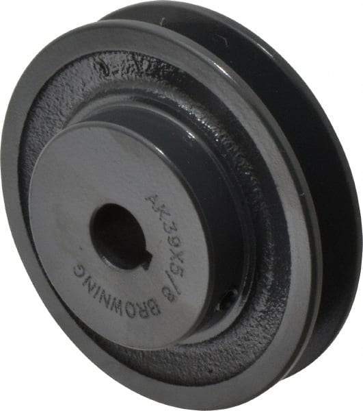 Browning - 5/8" Bore, 1-5/32 Long, 3-3/4" Outside Diam, Finished Bore Single Groove V Belt Sheave - 3/4" Wide, 3.16" Pitch Diam of 3L Belt, 3-1/2" Pitch Diam of 4L Belt - Benchmark Tooling