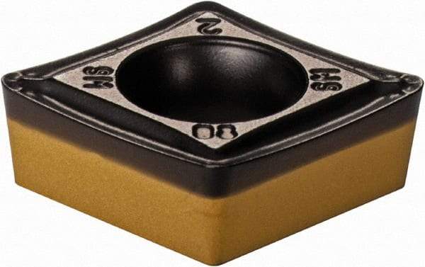 Iscar - CCMT3-2 SM Grade IC8250 Carbide Turning Insert - TiCN/Al2O3/TiN Finish, 80° Diamond, 3/8" Inscr Circle, 5/32" Thick, 1/32" Corner Radius - Benchmark Tooling