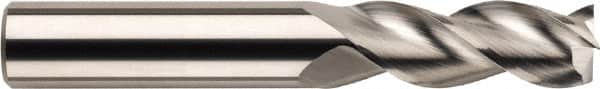 SGS - 3/4", 1" LOC, 3/4" Shank Diam, 6" OAL, 3 Flute, Solid Carbide Square End Mill - Single End, Uncoated, Spiral Flute, 38° Helix, Centercutting, Right Hand Cut, Right Hand Flute, Series 43L - Benchmark Tooling