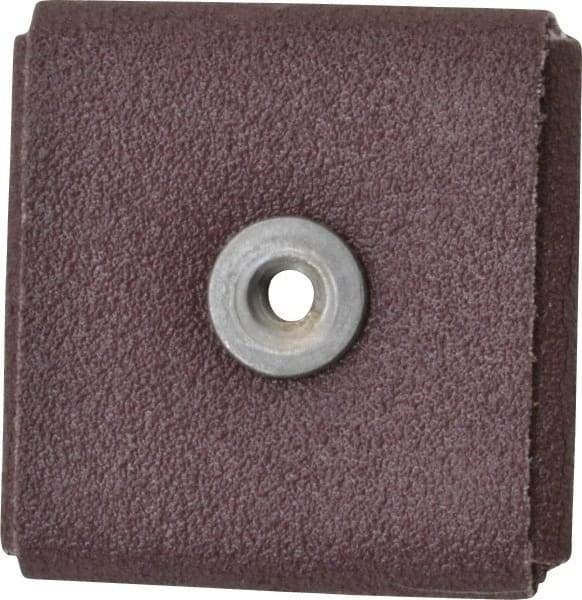 3M - 80 Grit, Medium Grade, Aluminum Oxide Square Pad - 2" Long x 2" Wide x 3/8" Thick, Cloth Backed, X Backing Weight, 12,000 Max RPM - Benchmark Tooling