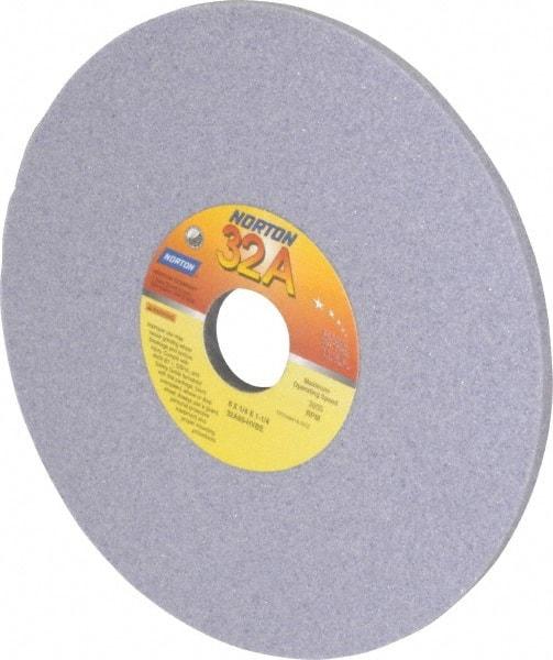 Norton - 8" Diam x 1-1/4" Hole x 1/4" Thick, H Hardness, 60 Grit Surface Grinding Wheel - Aluminum Oxide, Type 1, Medium Grade, 3,600 Max RPM, Vitrified Bond, No Recess - Benchmark Tooling