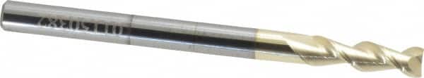 Accupro - 3/16", 5/8" LOC, 3/16" Shank Diam, 2-1/2" OAL, 2 Flute, Solid Carbide Square End Mill - Single End, ZrN Finish, Spiral Flute, 45° Helix, Centercutting, Right Hand Cut, Right Hand Flute - Benchmark Tooling