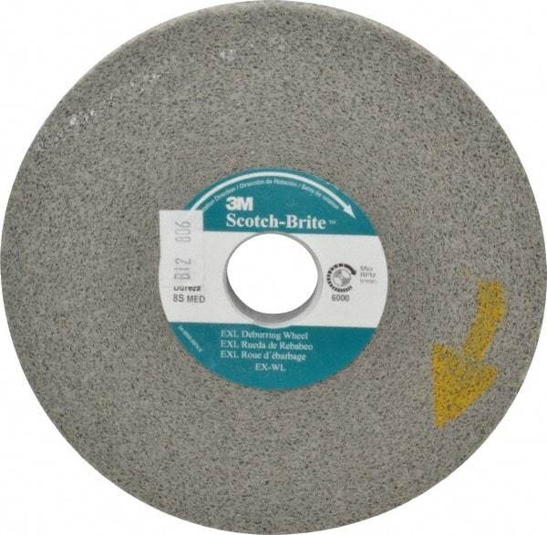 3M - 6" Diam, 1/2" Face Width, 1" Center Hole, Medium Grade, Silicon Carbide Deburring Wheel - Convolute, Hard Density 8 Grade, 6,000 RPM - Benchmark Tooling