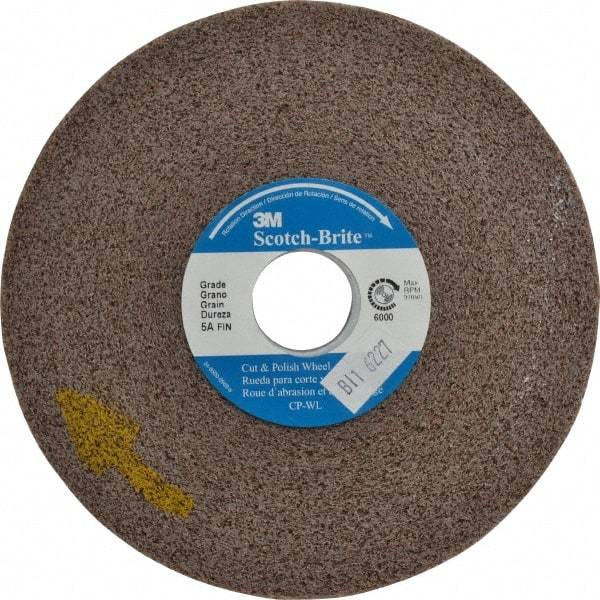 3M - 6" Diam, 1/2" Face Width, 1" Center Hole, Fine Grade, Aluminum Oxide Deburring Wheel - Convolute, Medium Density 5 Grade, 6,000 RPM - Benchmark Tooling