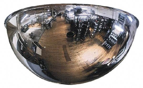 PRO-SAFE - Indoor & Outdoor Full Dome Dome Safety, Traffic & Inspection Mirrors - Acrylic Lens, Steel Backing, 18" Diam, 20' Max Covered Distance - Benchmark Tooling