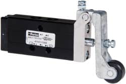 Parker - 0.2 CV Rate, 1/8" NPT Inlet HD Mechanical Oper Valve - 4 Way, 2 Position, 1/8" NPT Outlet, 150 Max psi, Roller Lever Spring Return - Benchmark Tooling