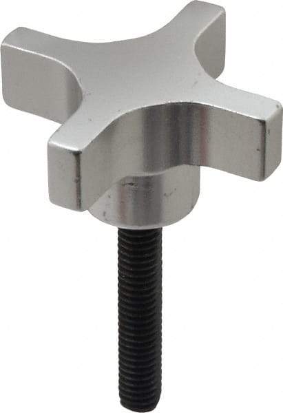 Gibraltar - 2" Head Diam, 4 Point Lobed Knob - 5/16-18 Stem, Aluminum - Benchmark Tooling