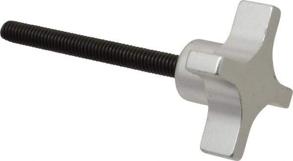 Gibraltar - 2" Head Diam, 4 Point Lobed Knob - 5/16-18 Stem, Aluminum - Benchmark Tooling