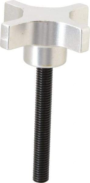 Gibraltar - 63.5mm Head Diam, 4 Point Lobed Knob - M10x1.5 Stem, Aluminum - Benchmark Tooling