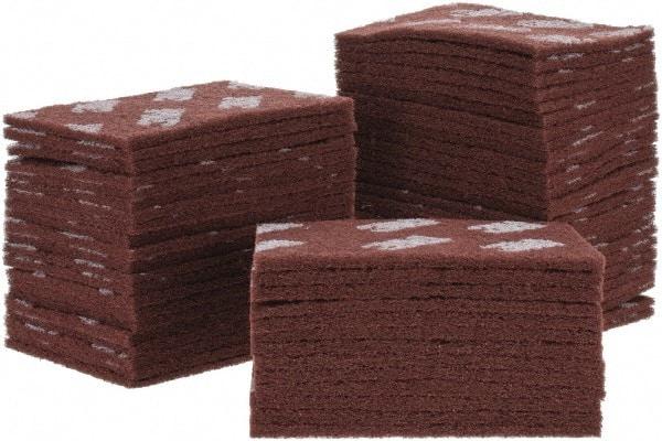 3M - Fine Grade, Aluminum Oxide Hand Pad - Brown, 6" Wide x 9" Long, Nonwoven - Benchmark Tooling