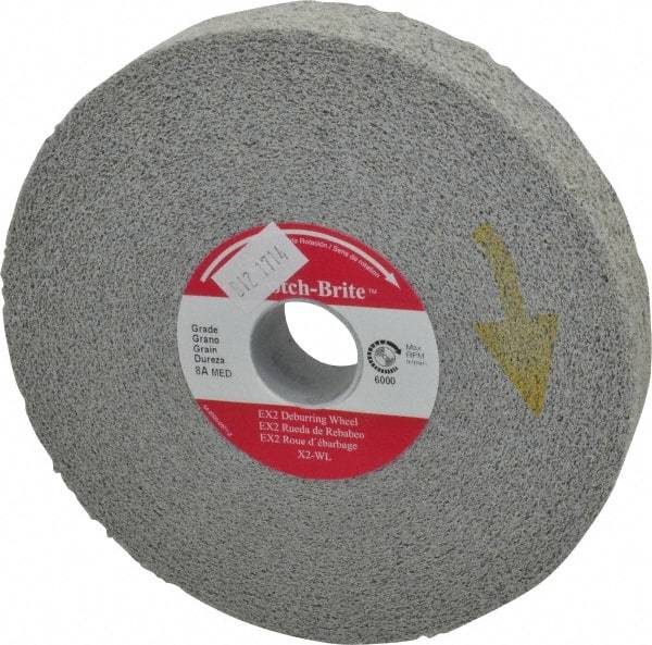 3M - 6" Diam, 1" Face Width, 1" Center Hole, Medium Grade, Aluminum Oxide Deburring Wheel - Convolute, Hard Density 8 Grade, 6,000 RPM - Benchmark Tooling