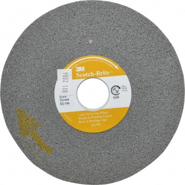 3M - 6" Diam, 1/2" Face Width, 1" Center Hole, Fine Grade, Silicon Carbide Deburring Wheel - Convolute, Soft Density 6 Grade, 6,000 RPM - Benchmark Tooling