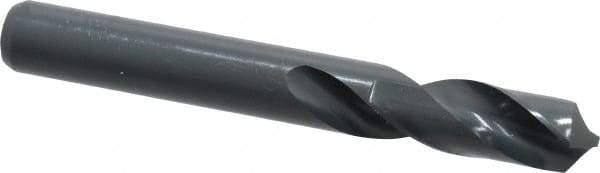 Interstate - 12.5mm 118° Spiral Flute High Speed Steel Screw Machine Drill Bit - Oxide Finish, Right Hand Cut, 51mm Flute Length, 102mm OAL, Standard Point, Straight Shank - Benchmark Tooling
