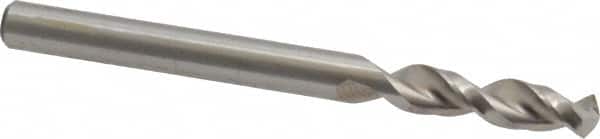 Accupro - #7 130° Parabolic Flute Cobalt Screw Machine Drill Bit - Bright Finish, Right Hand Cut, 1.024" Flute Length, 2.441" OAL, Split Point, Straight Shank - Benchmark Tooling