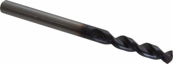 Accupro - #18 130° Parabolic Flute Cobalt Screw Machine Drill Bit - TiAlN Finish, Right Hand Cut, 0.945" Flute Length, 2.283" OAL, Split Point, Straight Shank - Benchmark Tooling