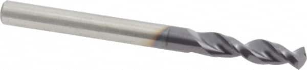 Accupro - #3 130° Parabolic Flute Cobalt Screw Machine Drill Bit - TiAlN Finish, Right Hand Cut, 1.102" Flute Length, 2.598" OAL, Split Point, Straight Shank - Benchmark Tooling