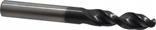 Accupro - 3/8" 130° Parabolic Flute Cobalt Screw Machine Drill Bit - TiAlN Finish, Right Hand Cut, 1.693" Flute Length, 3.504" OAL, Split Point, Straight Shank - Benchmark Tooling