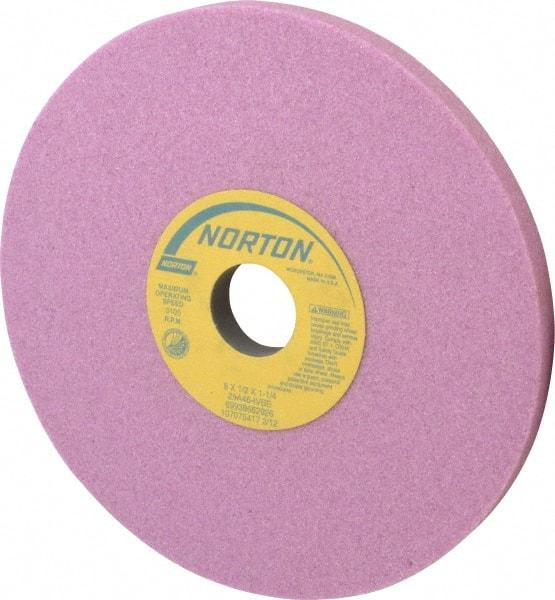 Norton - 8" Diam x 1-1/4" Hole x 1/2" Thick, I Hardness, 46 Grit Surface Grinding Wheel - Aluminum Oxide, Type 1, Coarse Grade, 3,105 Max RPM, Vitrified Bond, No Recess - Benchmark Tooling