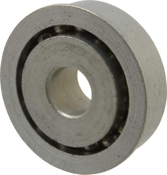 Value Collection - 1/2" Bore Diam, 1-5/8" OD, Open Unground Full Complement Radial Ball Bearing - With Flange, 1 Row, Round Bore, 1,187 Lb Dynamic Capacity - Benchmark Tooling