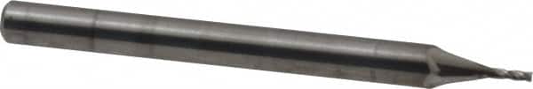 OSG - 1/32", 5/64" LOC, 1/8" Shank Diam, 1-1/2" OAL, 4 Flute, Solid Carbide Square End Mill - Single End, Uncoated, Spiral Flute, 30° Helix, Centercutting, Right Hand Cut, Right Hand Flute, Series 414 - Benchmark Tooling