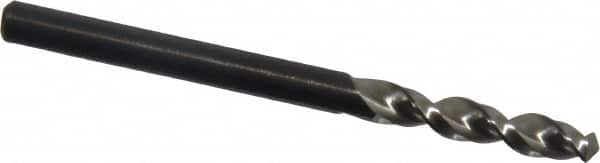 Walter-Titex - #22 130° Parabolic Flute Vanadium High Speed Steel Screw Machine Drill Bit - Bright Finish, Right Hand Cut, 7/8" Flute Length, 2-5/32" OAL, Split Point, Straight Shank - Benchmark Tooling