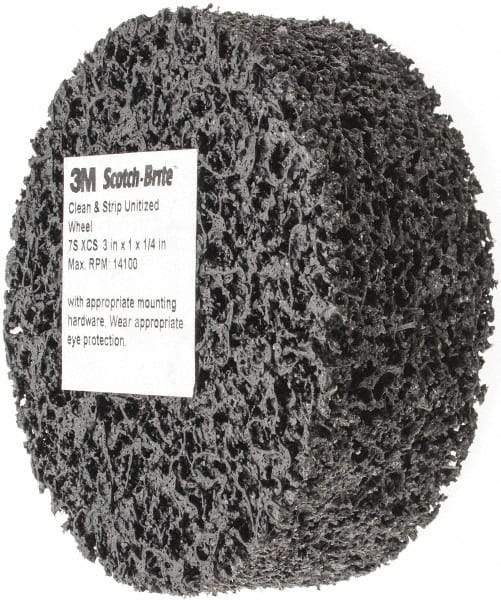 3M - 3" Diam, 1" Face Width, 1/4" Center Hole, Very Coarse Grade, Silicon Carbide Deburring Wheel - Unitized, Hard Density 7 Grade, 14,100 RPM - Benchmark Tooling