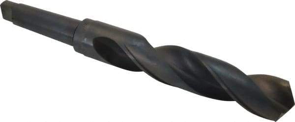 Interstate - 2-13/32", 5MT 118° Point High Speed Steel Taper Shank Drill Bit - Oxide Finish, 11-1/8" Flute Length, 18-1/2" OAL, Spiral Flute - Benchmark Tooling