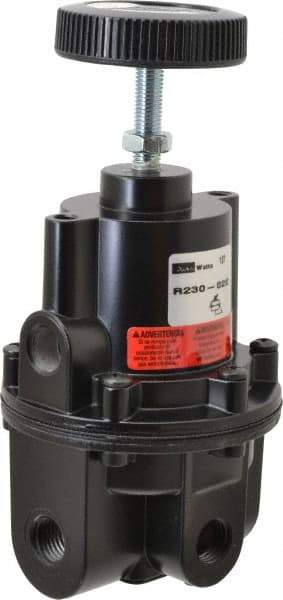 Parker - 1/4 NPT Port, 80 CFM, Aluminum Diaphragm Operated Regulator - 0 to 2 psi Range, 250 Max psi Supply Pressure, 1/4" Gauge Port Thread, 2.06" Wide x 4.35" High - Benchmark Tooling