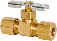 Eaton - 150 Max psi, 1/4" Pipe, Brass, Inline Instrumentation Needle Valve - Compression x Compression End Connections - Benchmark Tooling