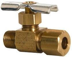 Eaton - 150 Max psi, 1/4 x 1/8" Pipe, Brass, Inline Instrumentation Needle Valve - Compression x MNPT End Connections - Benchmark Tooling