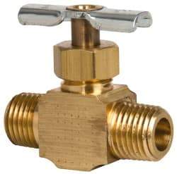 Eaton - 150 Max psi, 1/4" Pipe, Brass, Inline Instrumentation Needle Valve - MNPT x MNPT End Connections - Benchmark Tooling