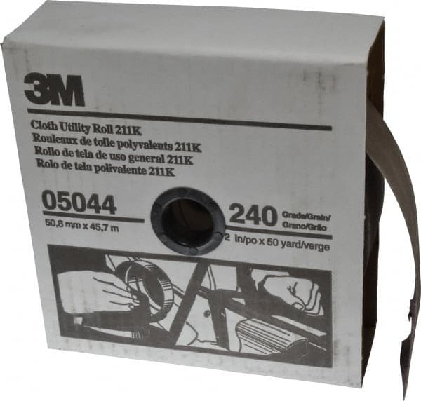 3M - 2" x 50 Yd 240 Grit Aluminum Oxide Cloth Roll - Very Fine Grade, J Weighted Backing - Benchmark Tooling