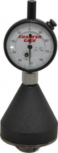 SPI - 1 to 2", 0 to 90° Included Angle, Internal Chamfer Gage - White Hardened Tool Steel (Plunger), 3 Blade & Conical Plunger, 0.001" Accuracy, 0.001" Graduation - Benchmark Tooling
